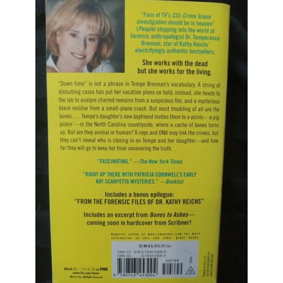 Bare Bones by Kathy Reichs – 2003 Temperance Brennan Thriller PB VG+ - Picture 2 of 2